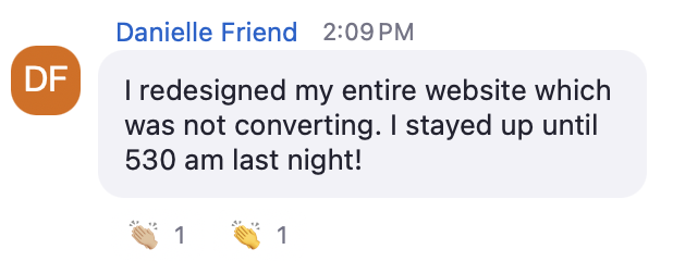 Danielle redesigned her entire website after the training