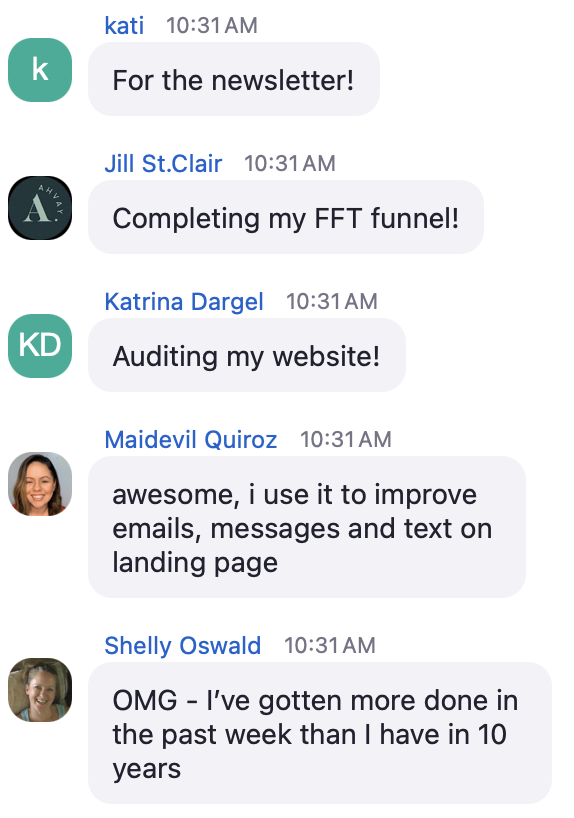 Slack message about getting more work done with the system