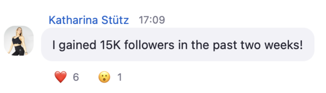 Katharina gained 15K followers in two weeks